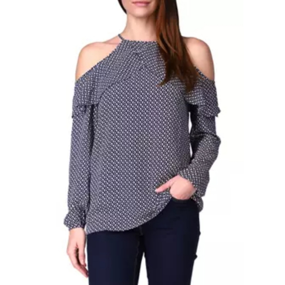 Michael Michael Kors Cold Shoulder Ruffle Top Women's Size Medium